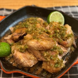 Simply Roasted Chicken with Jalapeno-Shallots-Garlic Sauce